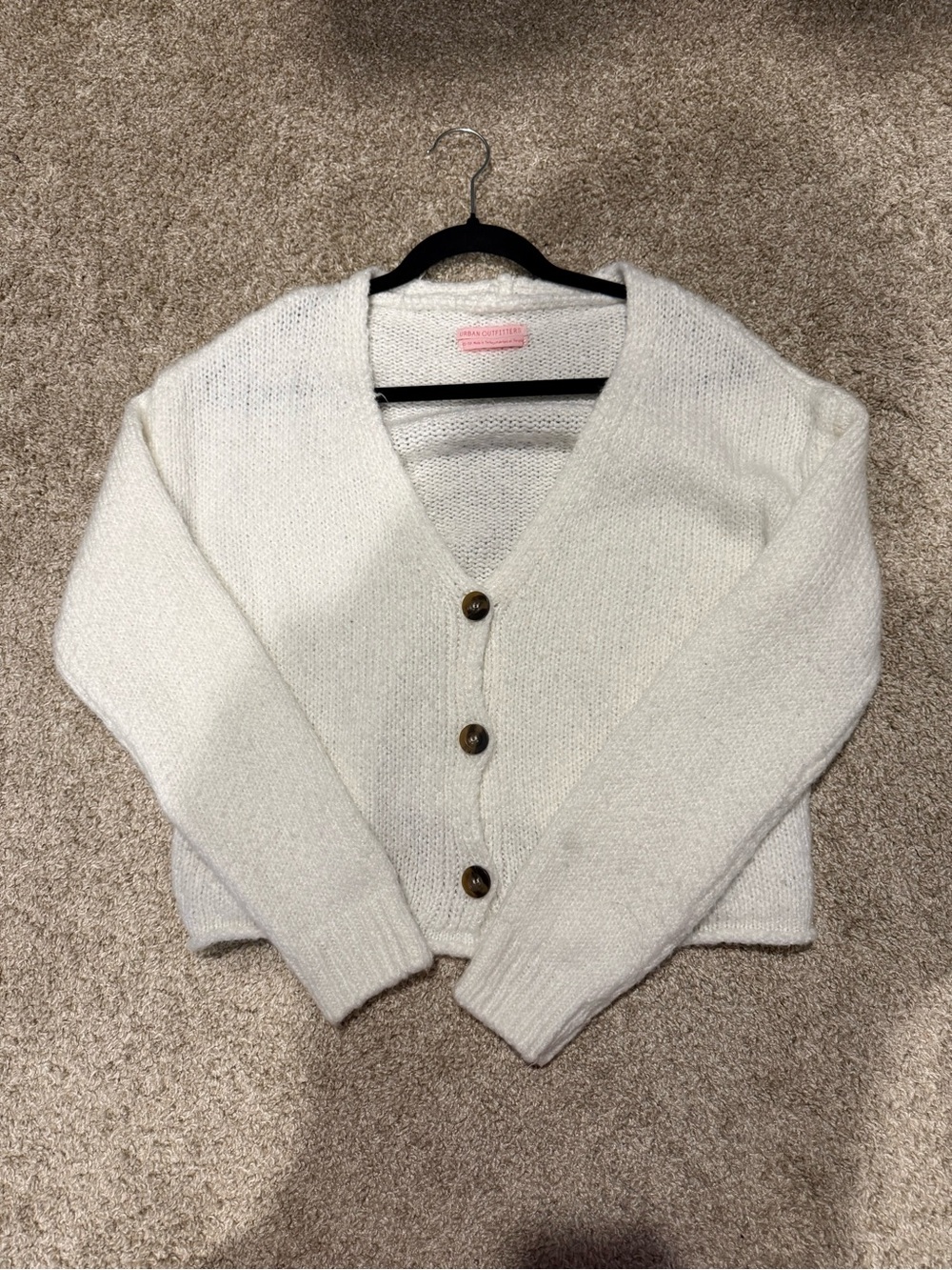 Urban Outfitters Cream Button V-Neck Cardigan